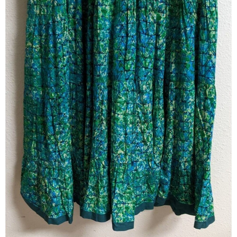 SOFT SURROUNDINGS Green/Blue Geometric Batik "Mariana" Maxi Dress Large - Picture 7 of 13